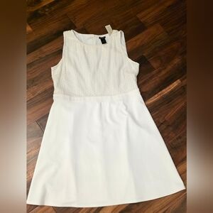 Ann Taylor White Textured Midi Dress